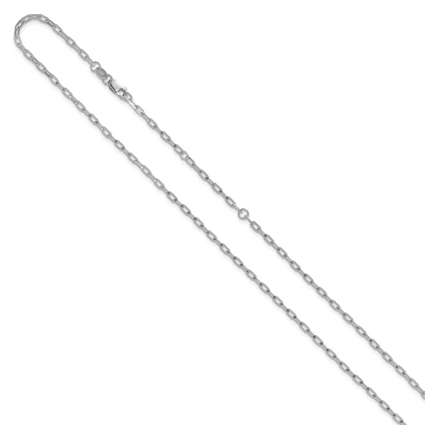 Leslie's 14K White Gold 2.0mm Flat Cable 1in+1in Adjustable Chain - Image 2