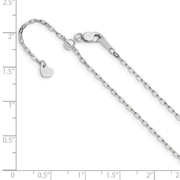 Leslie's 14K White Gold Adjustable 1.3mm Flat Cable Chain - Image 3