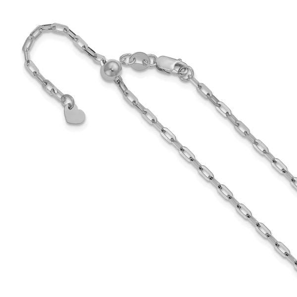 Leslie's 14K White Gold Adjustable 2mm Flat Cable Chain