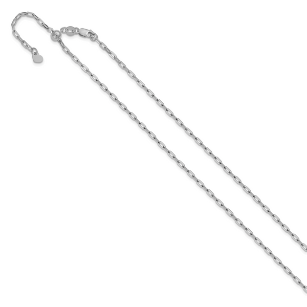 Leslie's 14K White Gold Adjustable 2mm Flat Cable Chain - Image 2