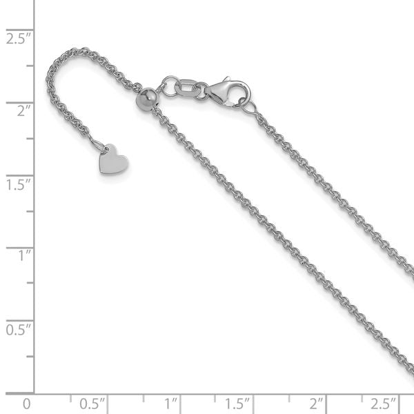 Leslie's 14K White Gold Adjustable 1.65mm Round Cable Chain - Image 3