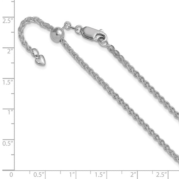 Leslie's 14K White Gold Adjustable 2.5mm Semi-solid Spiga Chain - Image 3