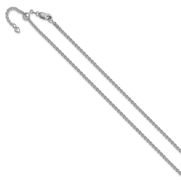 Leslie's 14K White Gold Adjustable 2.5mm Semi-solid Spiga Chain - Image 2
