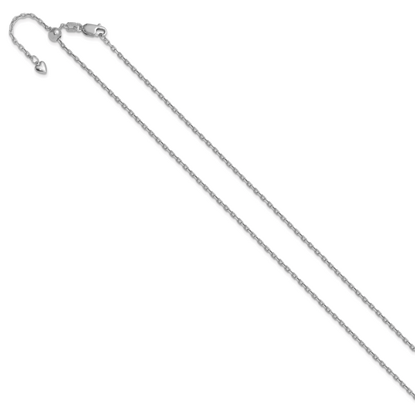 Leslie's 14K White Gold Adjustable 1.65mm Semi-Solid D/C Cable Chain - Image 2