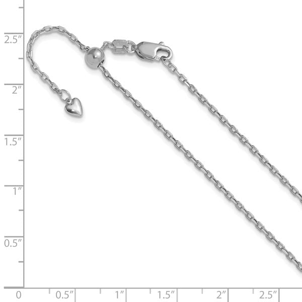 Leslie's 14K White Gold Adjustable 1.65mm Semi-Solid D/C Cable Chain - Image 3