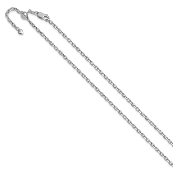 Leslie's 14K White Gold Adjustable 2.75mm Semi-Solid D/C Cable Chain - Image 2