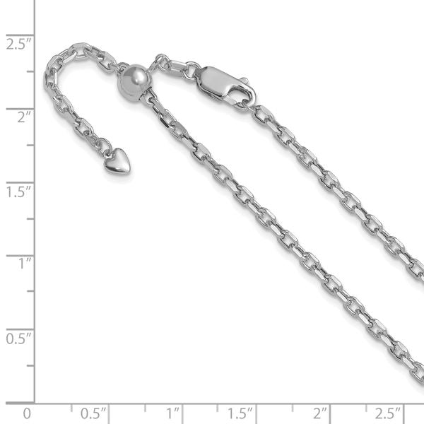 Leslie's 14K White Gold Adjustable 2.75mm Semi-Solid D/C Cable Chain - Image 3