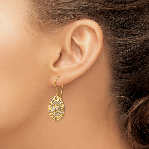 Leslie's 14K Two-tone Greek Key Dangle Earrings - Image 3