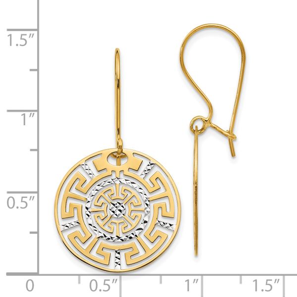 Leslie's 14K Two-tone Greek Key Dangle Earrings - Image 4
