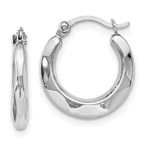 Leslie's 14K White Gold Polished Hinged Hoop Earrings