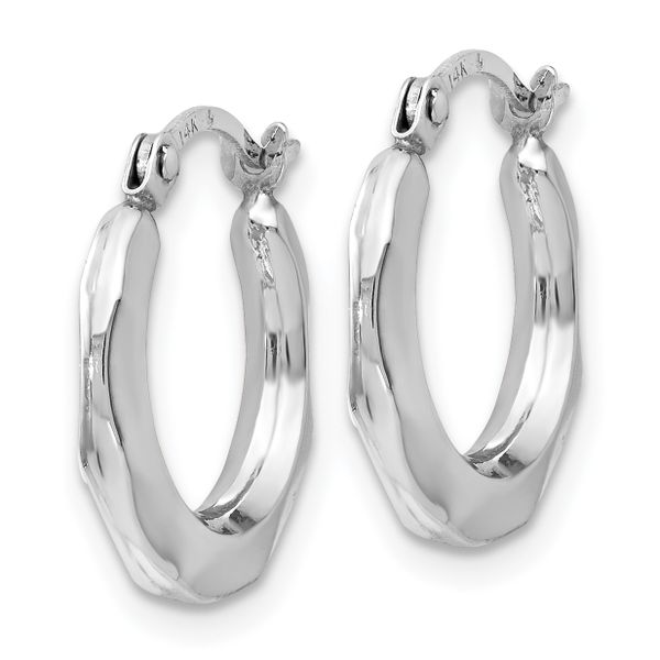 Leslie's 14K White Gold Polished Hinged Hoop Earrings - Image 2