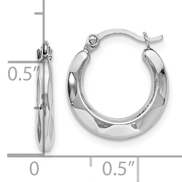 Leslie's 14K White Gold Polished Hinged Hoop Earrings - Image 4