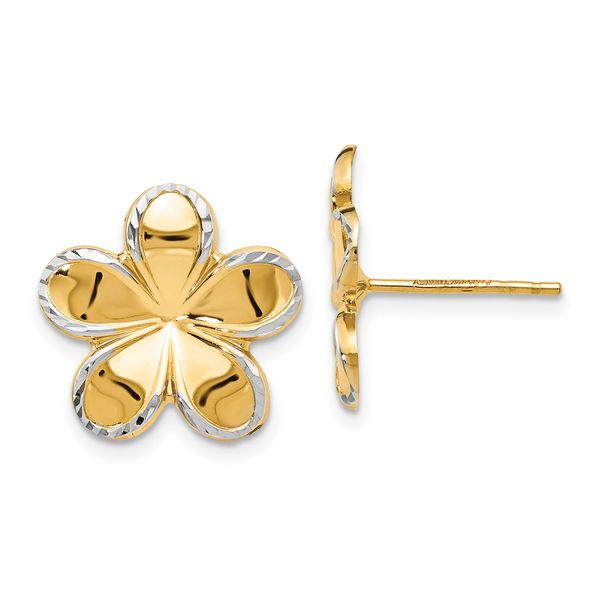 Leslie's 14K w/Rhodium Flower Post Earrings