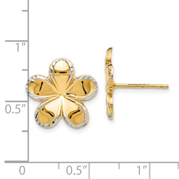 Leslie's 14K w/Rhodium Flower Post Earrings - Image 4