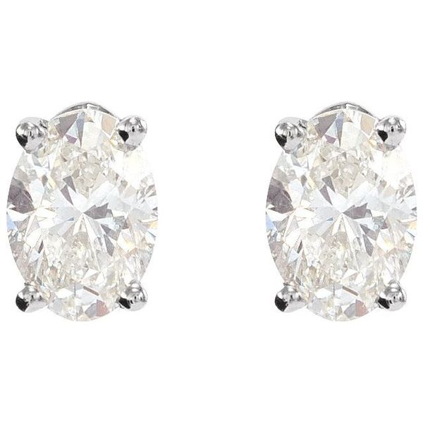 Oval 4-Prong Lightweight Stud Earrings - Image 2