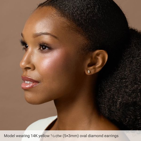 Oval 4-Prong Lightweight Stud Earrings - Image 3