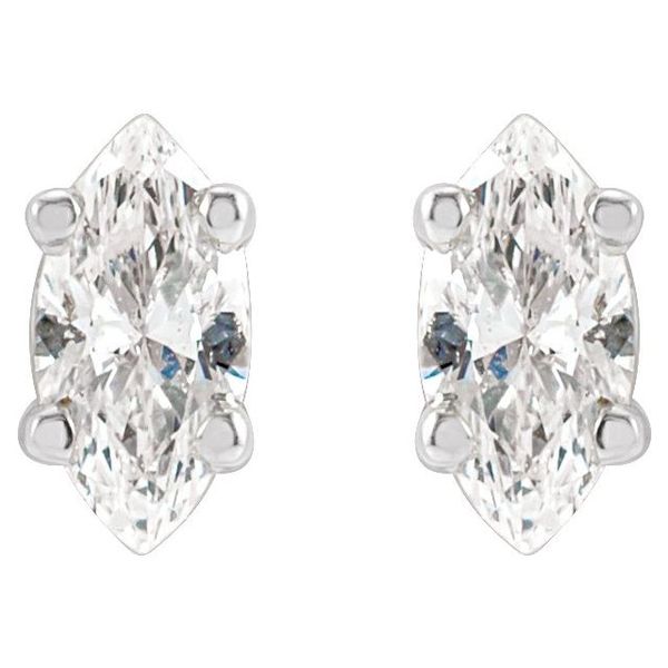 Marquise 4-Prong Lightweight Stud Earrings - Image 2