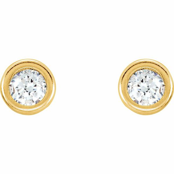 Round Bezel-Set Youth Stud Earrings - Image 2