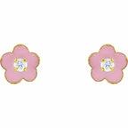 Youth Enamel Flower Earrings - Image 2