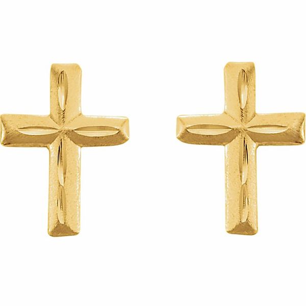 Youth Diamond-Cut Cross Earrings - Image 2