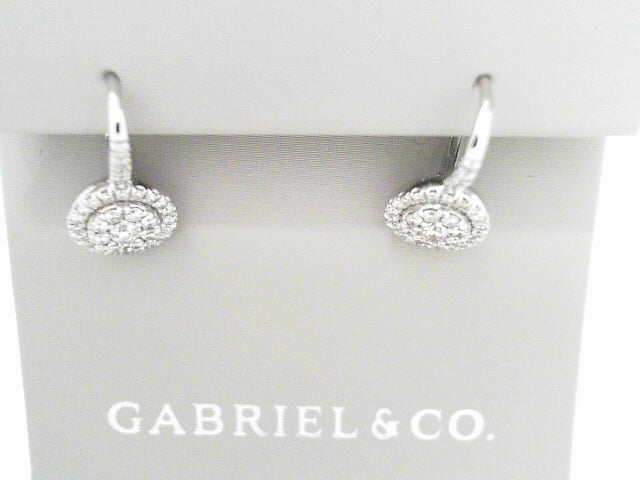 Gabriel NY 14K WG Diam Cluster Leverback Earrings .75ctw S848907