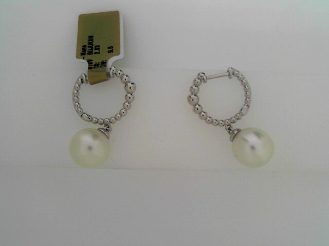 Gabriel NY 925 Sterling Silver Bujukan Pearls Drop Huggie Earrings