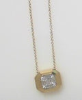 Gabriel NY 14K Yellow Gold Geometric Baguette and Round Pendant Necklace .29ct S1978216