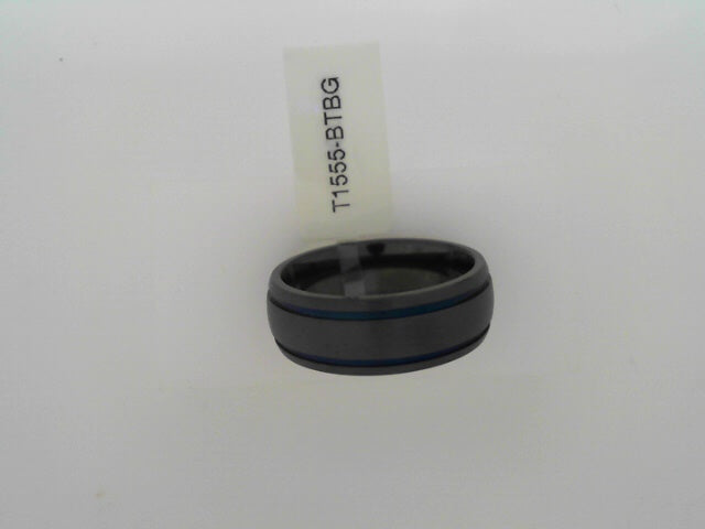 TITANIUM 8MM WEDDING BAND WITH WIN BLUE GROOVES Sz 10