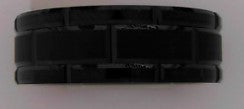 8MM Black Brushed and polished Groove Band  Size 8