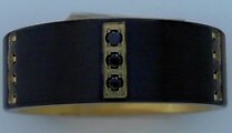 TRIPLE BLACK STONE MENS BAND WITH GOLD PLATED INSIDE