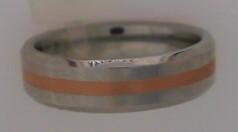 WHITE TUNGSTEN BAND WITH ROSE GOLD PLATED INLAY Sz 10