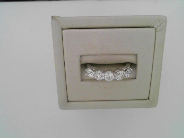Lady's White Polished 14 Karat Half Anniversary 1.51ct  5 stone Wedding Band Size 6