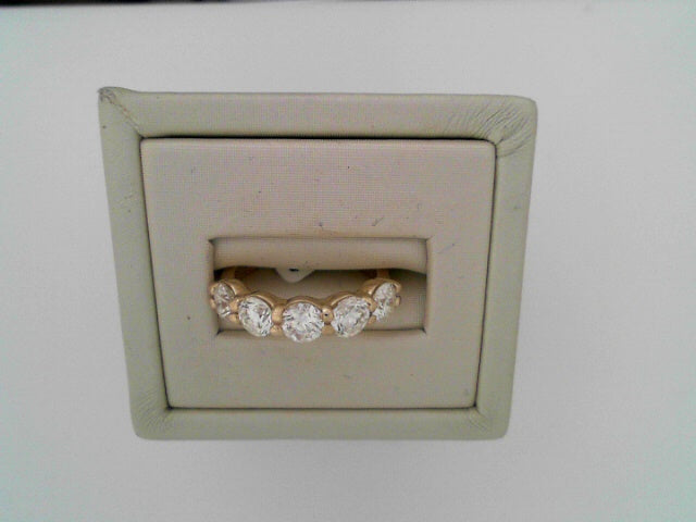 Lady's Yellow 14 Karat Half Anniversary  2.00 carats 5-Diamond Wedding Band Size 6.5