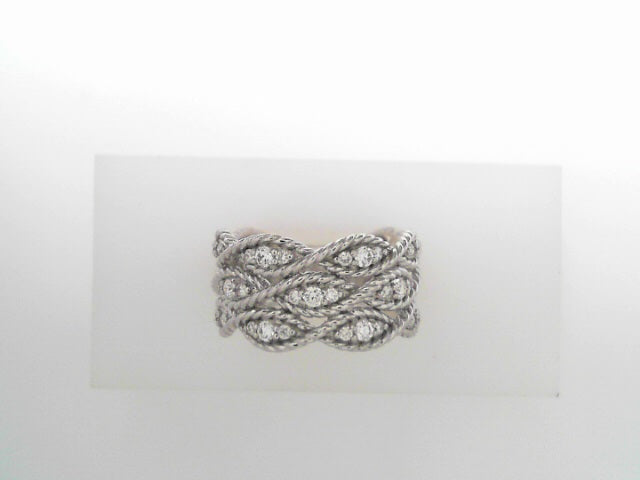 14K White Gold .50ctwTwisted Braided Diamond Wide Band Ring S1622925