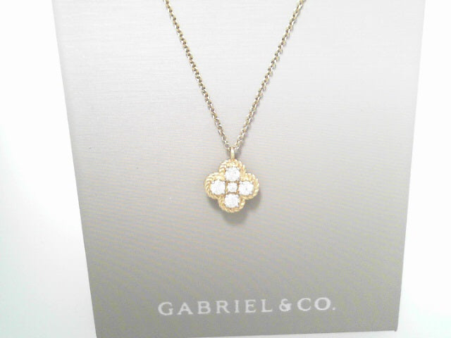 Gabriel NY 14K Yellow Gold Rope Diamond Pendant Necklace .40ctw S1336278