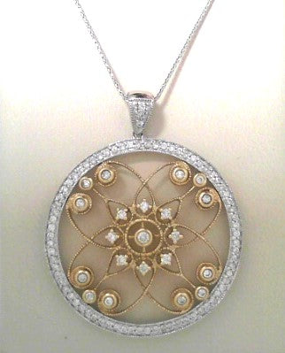 Diamond Necklace 1.01ct 14K White/Yellow Gold 18"