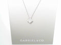 Gabriel NY 14K White Gold Diamond Square Pendant Necklace .11ctw S1541313