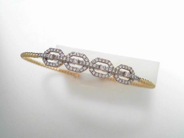 Gabriel NY 14K Yellow Gold Bujukan Bead Cuff Bracelet with Diamond Pave Links .60ctw S1622661