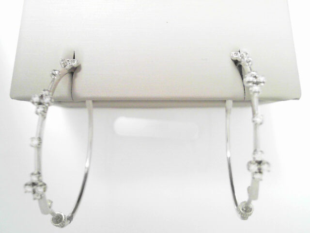 Gabriel NY 14K WG 40mm Round Classic Diamond Hoop Earrings .50ctw S1622659