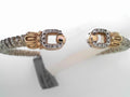 Vahan 14K gold and sterling silver setting Moiré Beaded® pattern .09ct 3mm Open Band