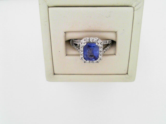 Diamond and Tanzanite Ring 2.50ctw .69ct Diam 14K White Gold
