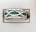 Diamond and Emerald Band 1.0ctw 14K White Gold