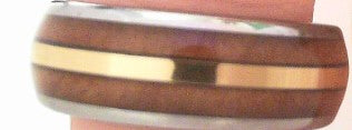 Domed Tungsten Whisky Barrel w Gold Tone Center <br>8mm Sz 10.5