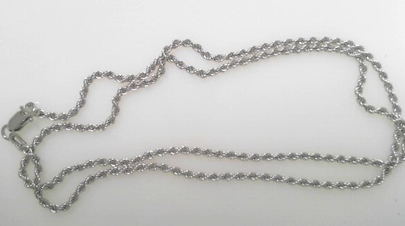 SS Rhodium 2.3mm Soild Rope Chain 22"