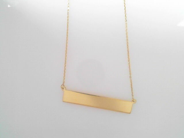 SS Yellow Engravable Bar Necklace<br>engraving included on one side