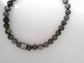Stainless Steel Polished grey Jasper Stretch Bracelet
