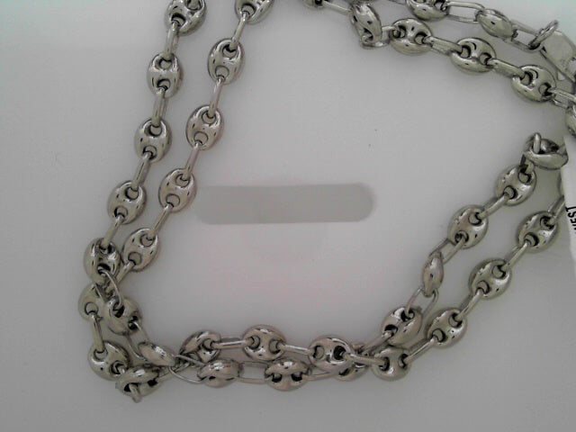 Sterling Silver 6mm Puffed Marina Chain - Rhodium Plated