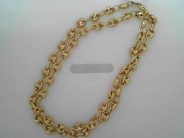 Sterling Silver 6mm Puffed Marina Chain - Gold Plated
