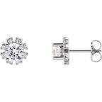 Round 4-Prong Halo-Style Earrings