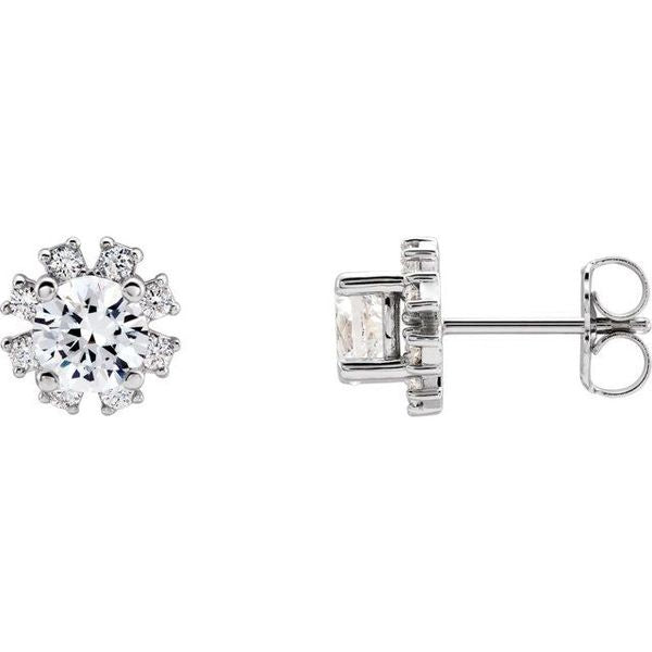 Round 4-Prong Halo-Style Earrings